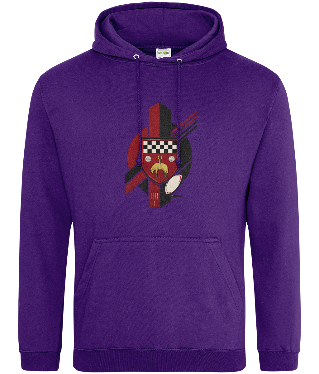 Skipton RFC Minis & Juniors Viking Classic Hoodie, front view showing the club design