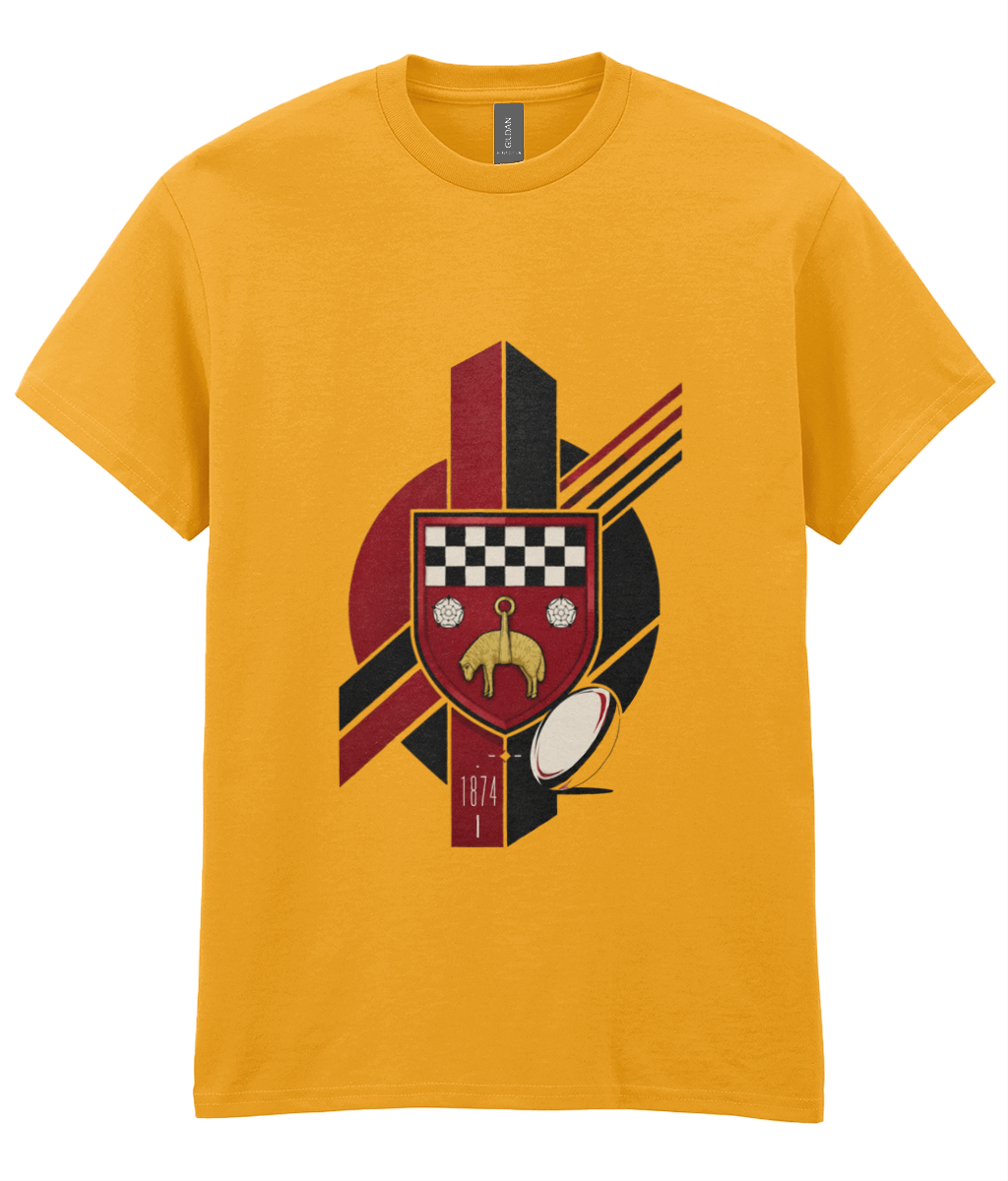 Skipton RFC Minis & Juniors Viking Iconic Adult T Shirt, front view showing the club design