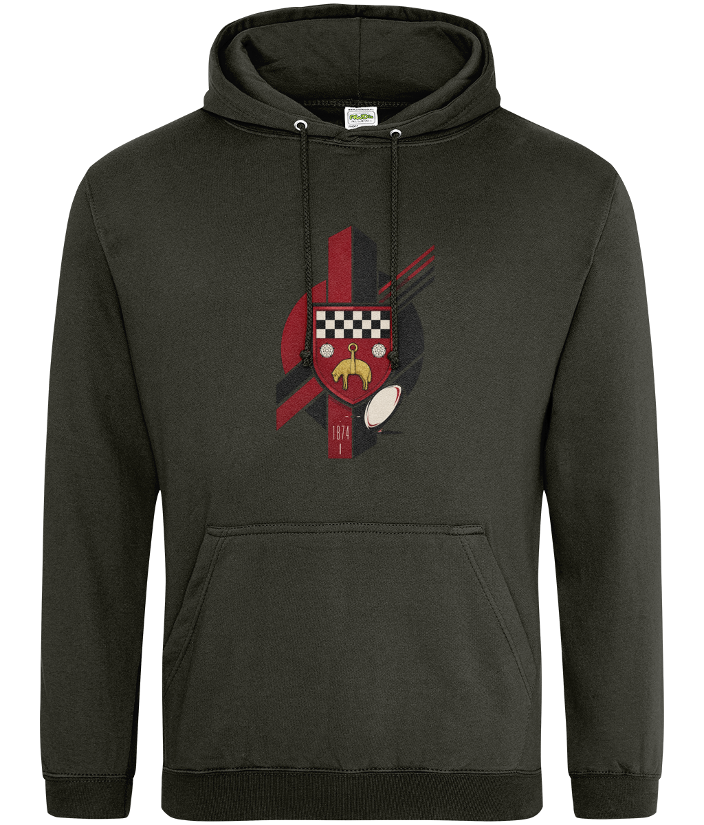 Skipton RFC Minis & Juniors Viking Classic Hoodie, front view showing the club design