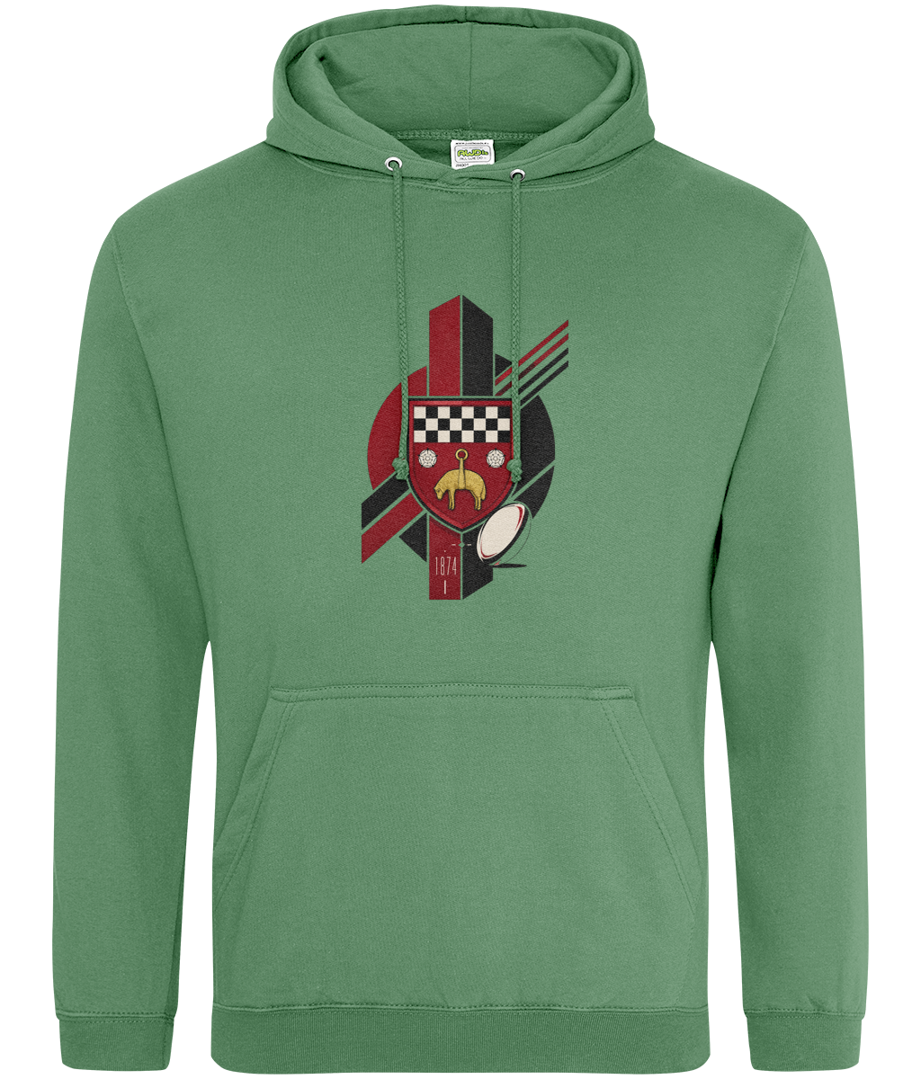 Skipton RFC Minis & Juniors Viking Classic Hoodie, front view showing the club design