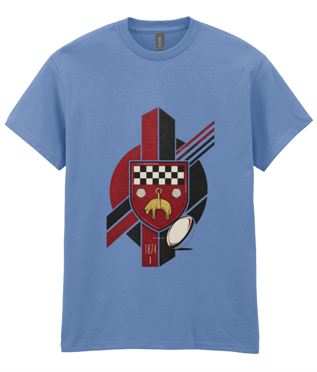 Skipton RFC Minis & Juniors Viking Iconic Adult T Shirt, front view showing the club design