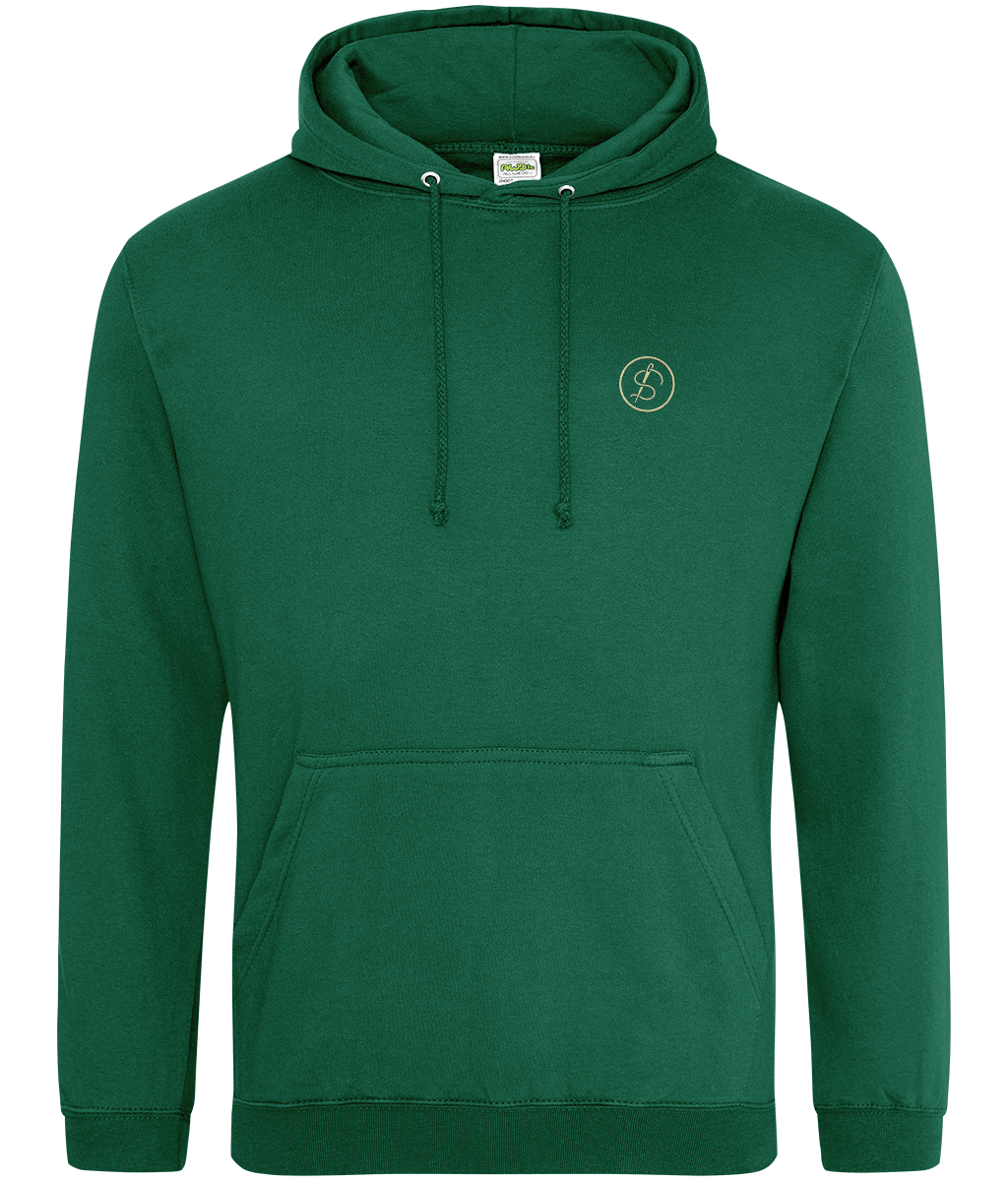 Skirret Tools of Integrity hoodie front view on an AWDIS College Hoodie colour option