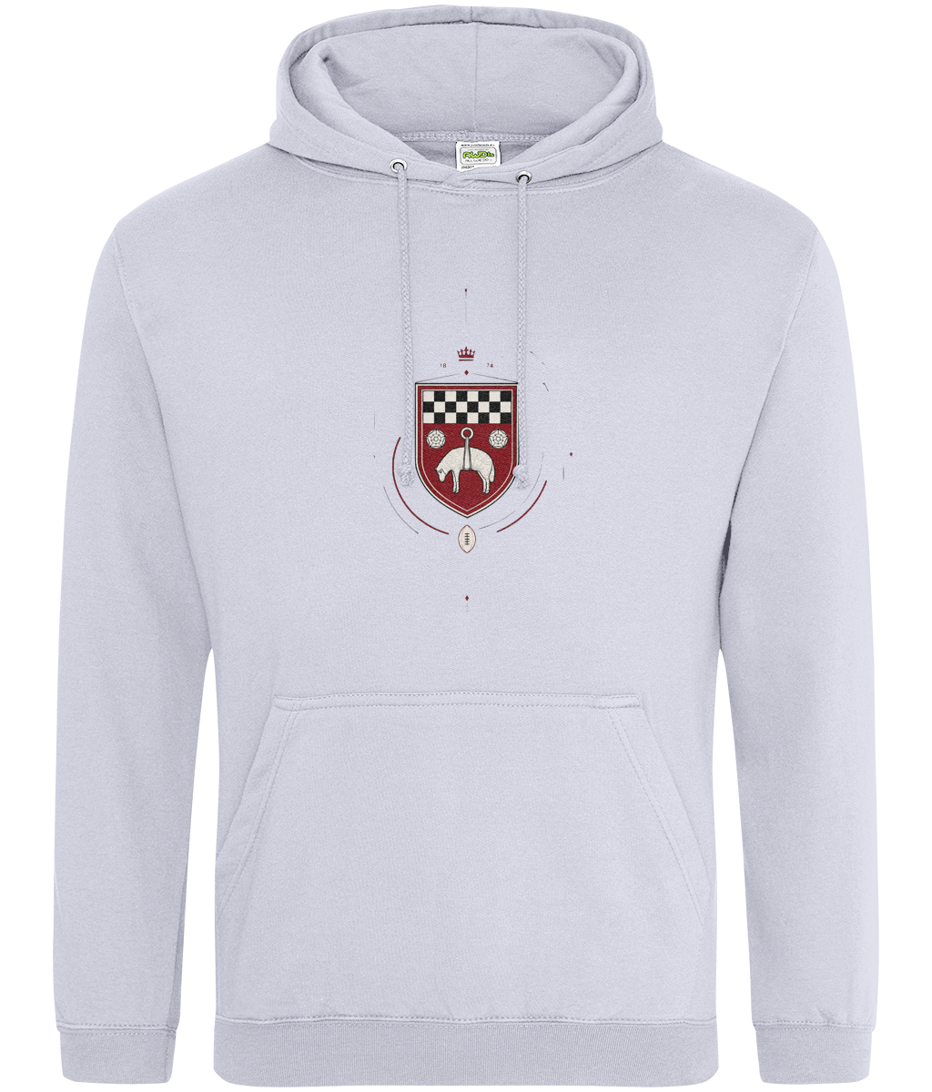 Skipton RFC Minis & Juniors Fine Lines Classic Hoodie, front view showing the club design