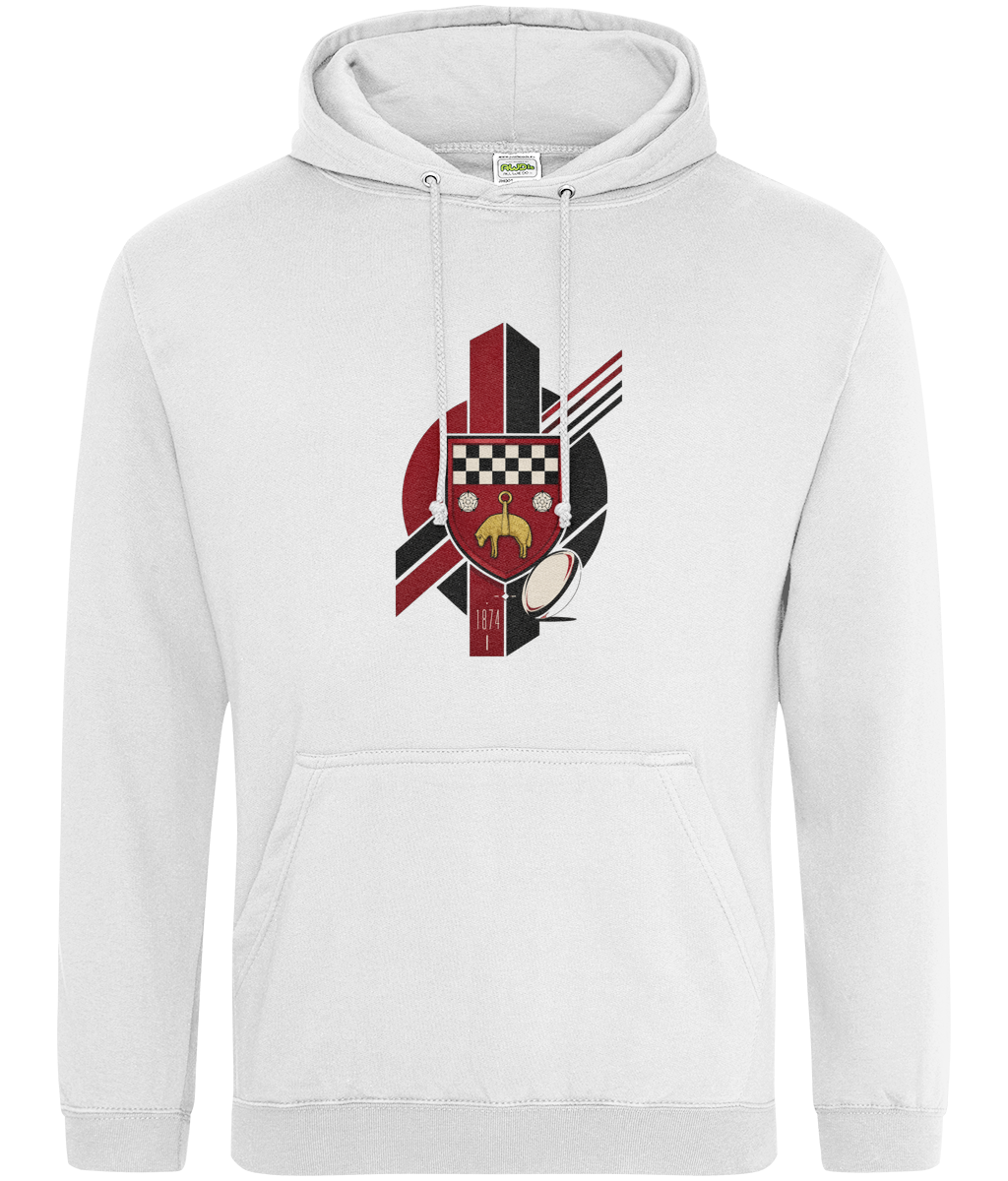 Skipton RFC Minis & Juniors Viking Classic Hoodie, front view showing the club design