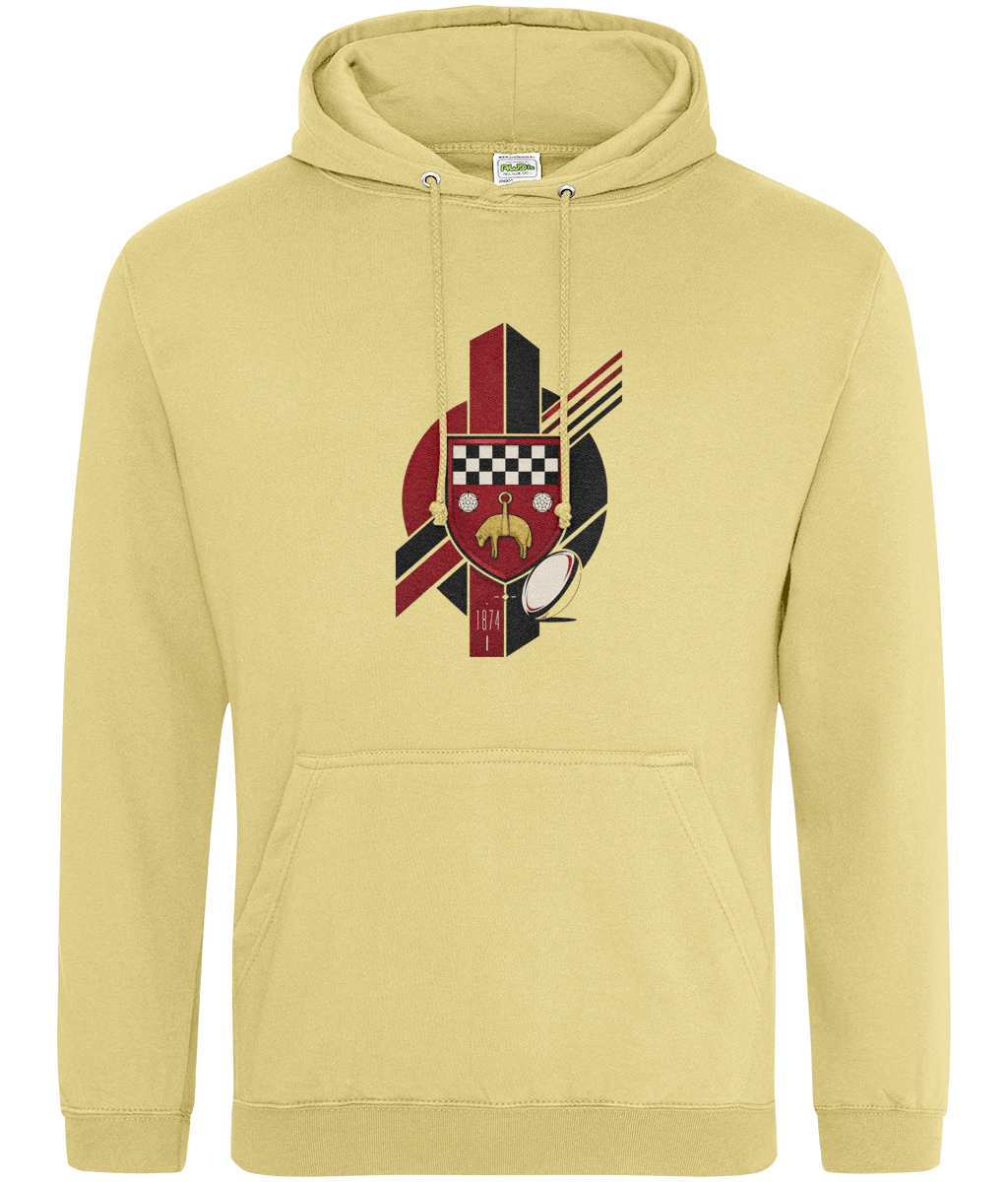 Skipton RFC Minis & Juniors Viking Classic Hoodie, front view showing the club design