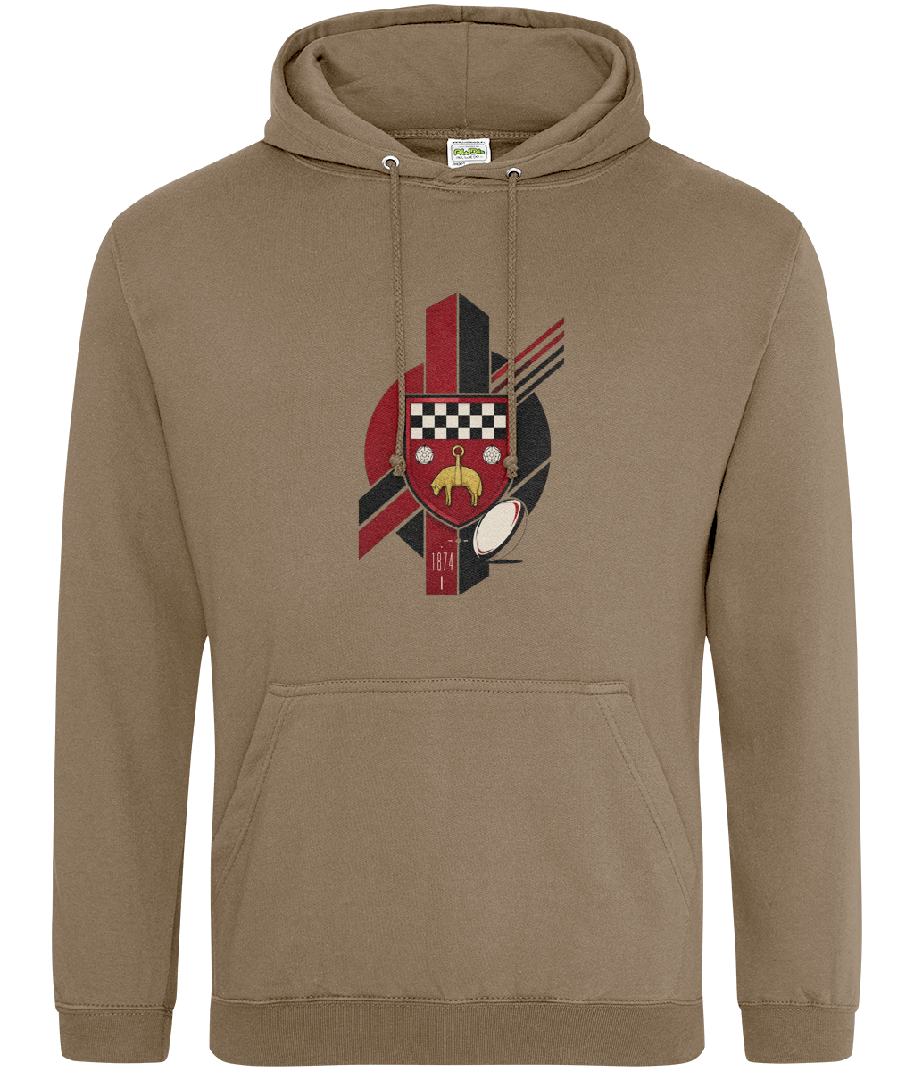 Skipton RFC Minis & Juniors Viking Classic Hoodie, front view showing the club design