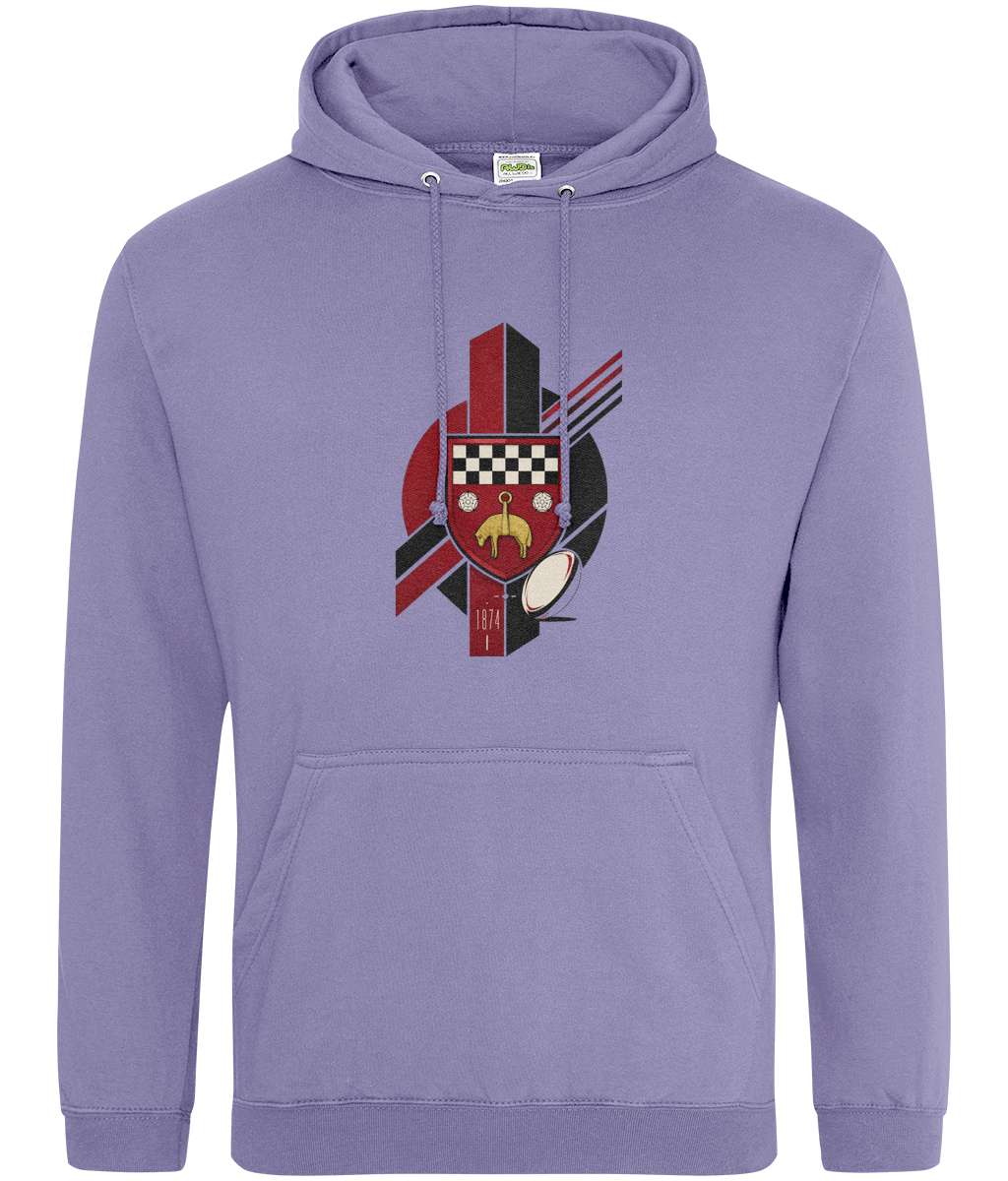 Skipton RFC Minis & Juniors Viking Classic Hoodie, front view showing the club design