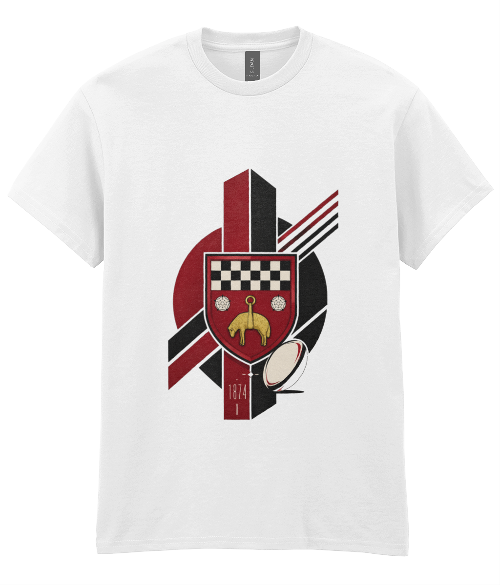 Skipton RFC Minis & Juniors Viking Iconic Adult T Shirt, front view showing the club design