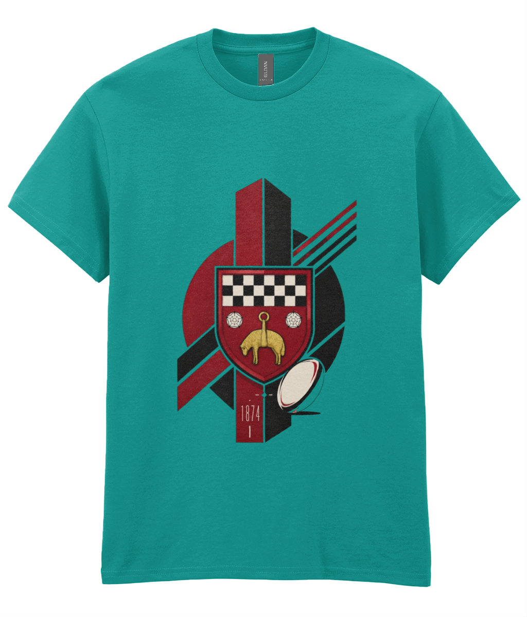 Skipton RFC Minis & Juniors Viking Iconic Adult T Shirt, front view showing the club design
