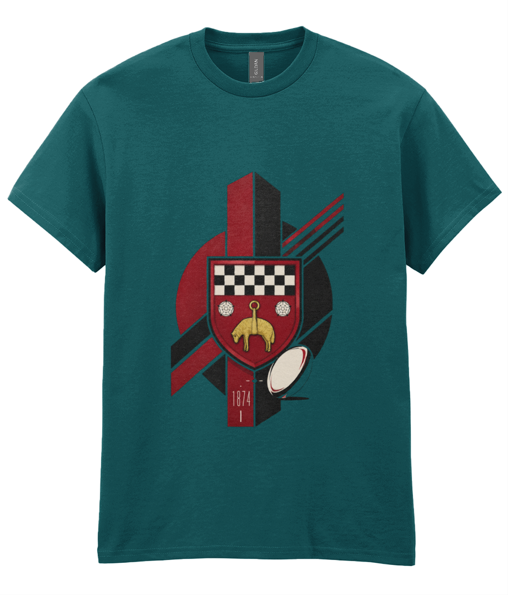 Skipton RFC Minis & Juniors Viking Iconic Adult T Shirt, front view showing the club design