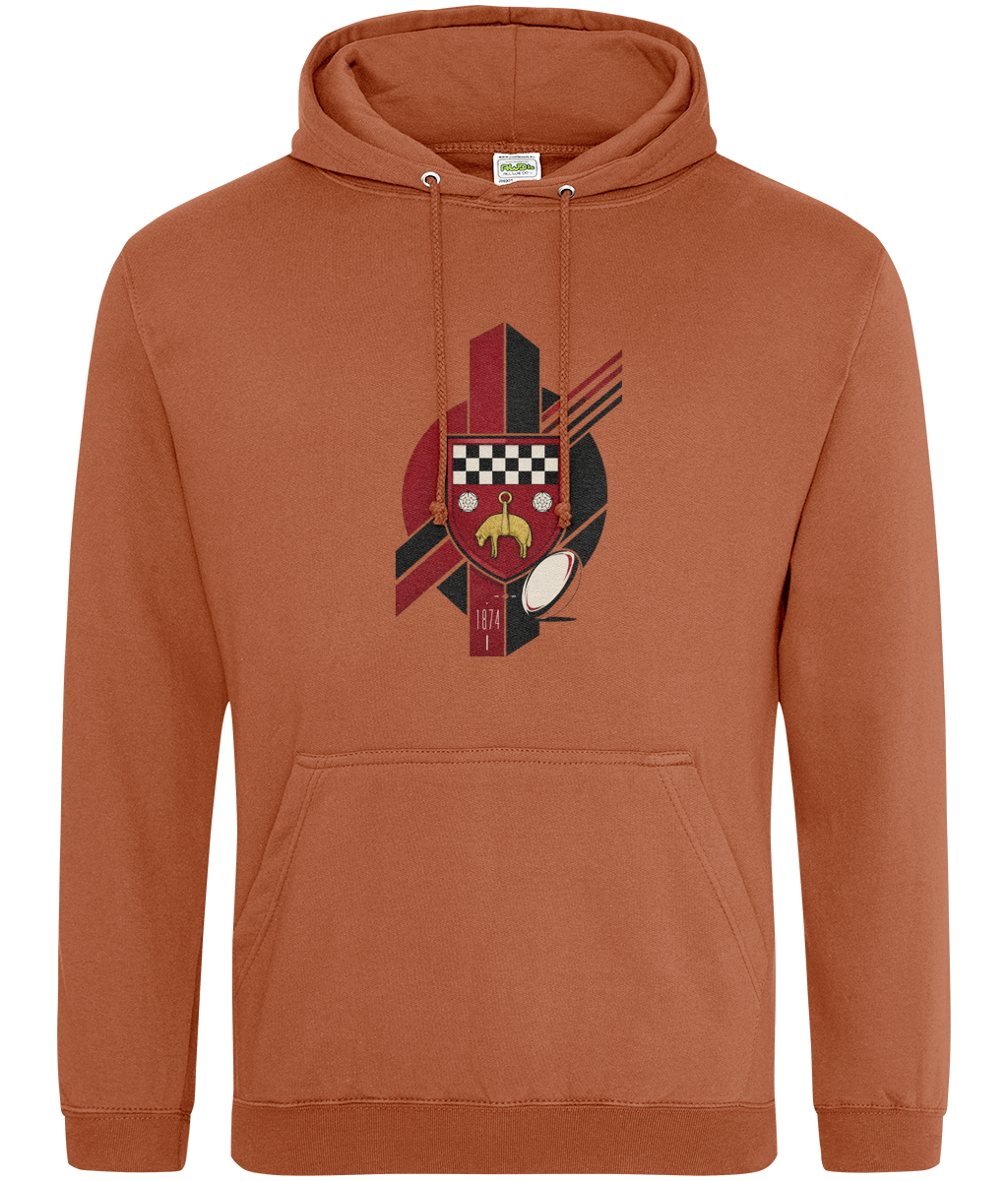Skipton RFC Minis & Juniors Viking Classic Hoodie, front view showing the club design