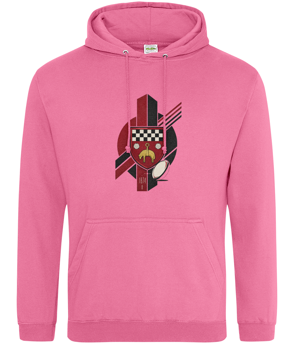Skipton RFC Minis & Juniors Viking Classic Hoodie, front view showing the club design