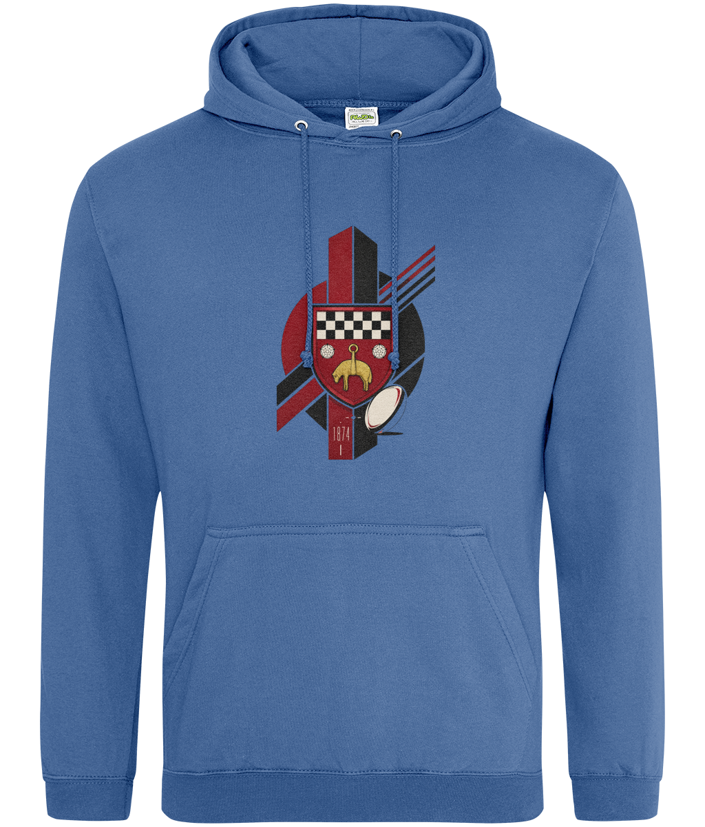 Skipton RFC Minis & Juniors Viking Classic Hoodie, front view showing the club design