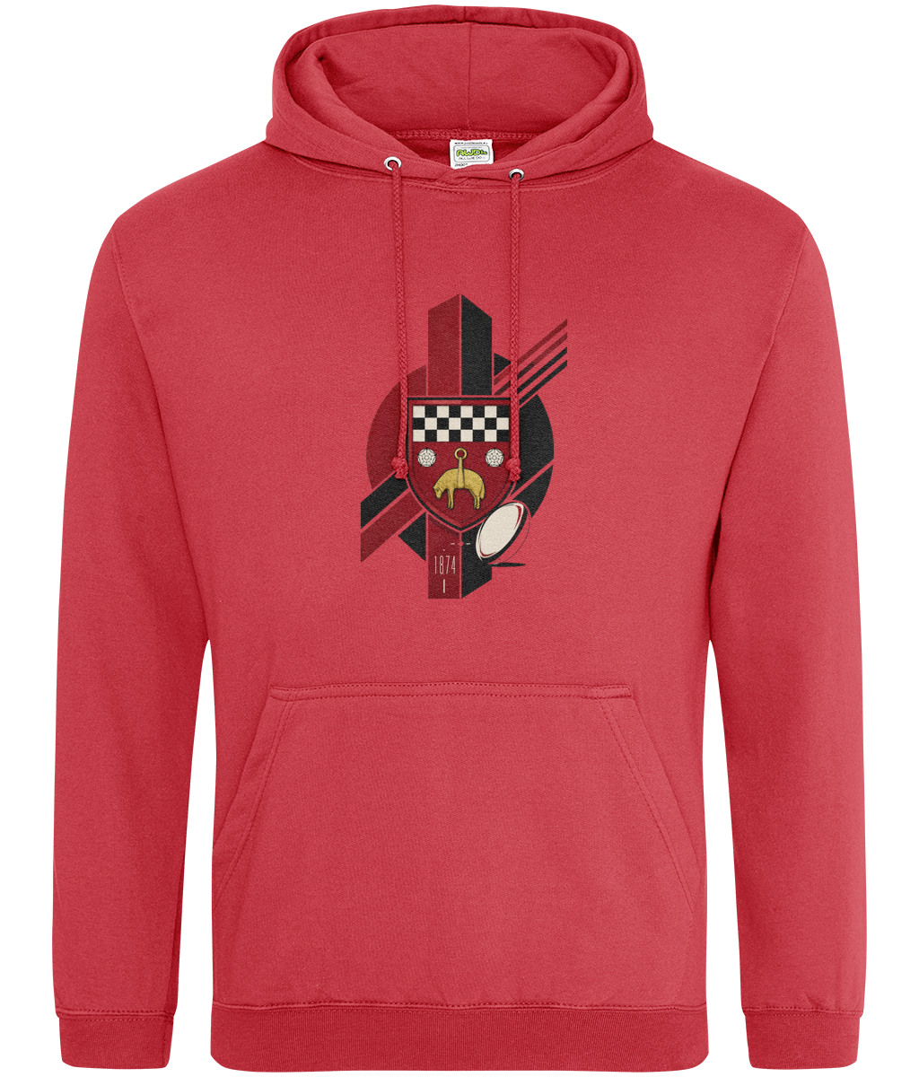 Skipton RFC Minis & Juniors Viking Classic Hoodie, front view showing the club design