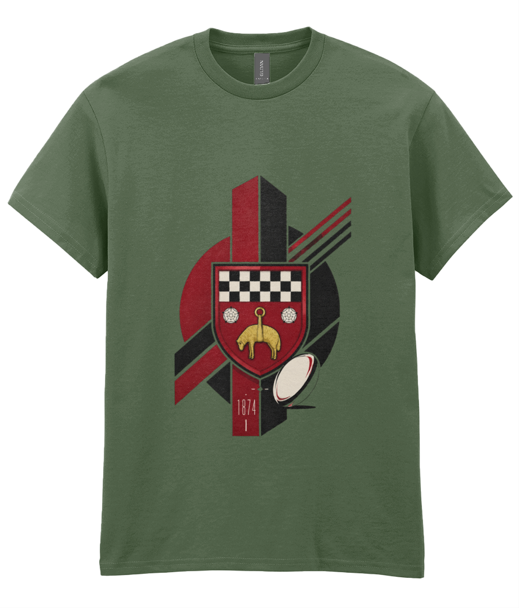 Skipton RFC Minis & Juniors Viking Iconic Adult T Shirt, front view showing the club design