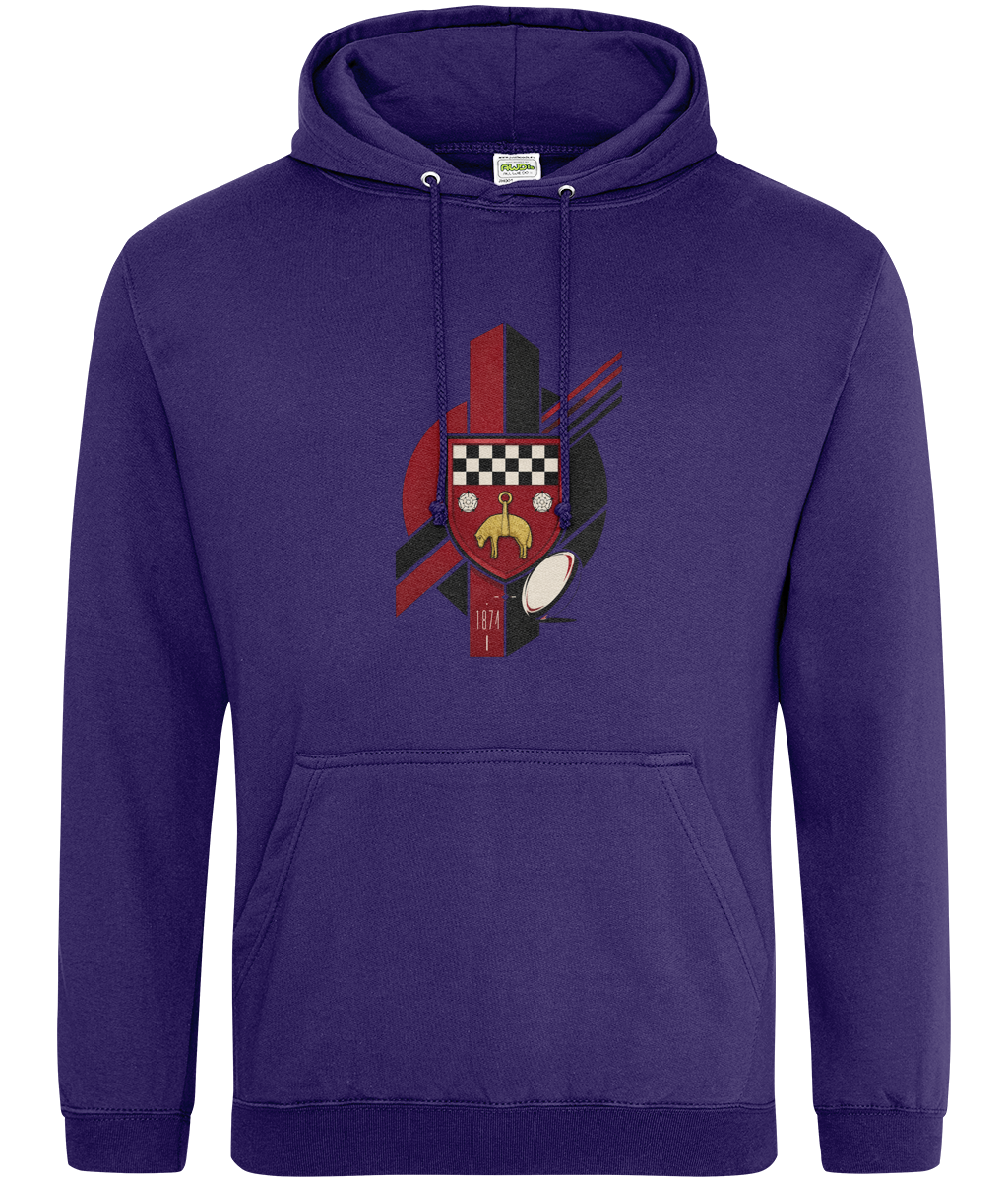Skipton RFC Minis & Juniors Viking Classic Hoodie, front view showing the club design