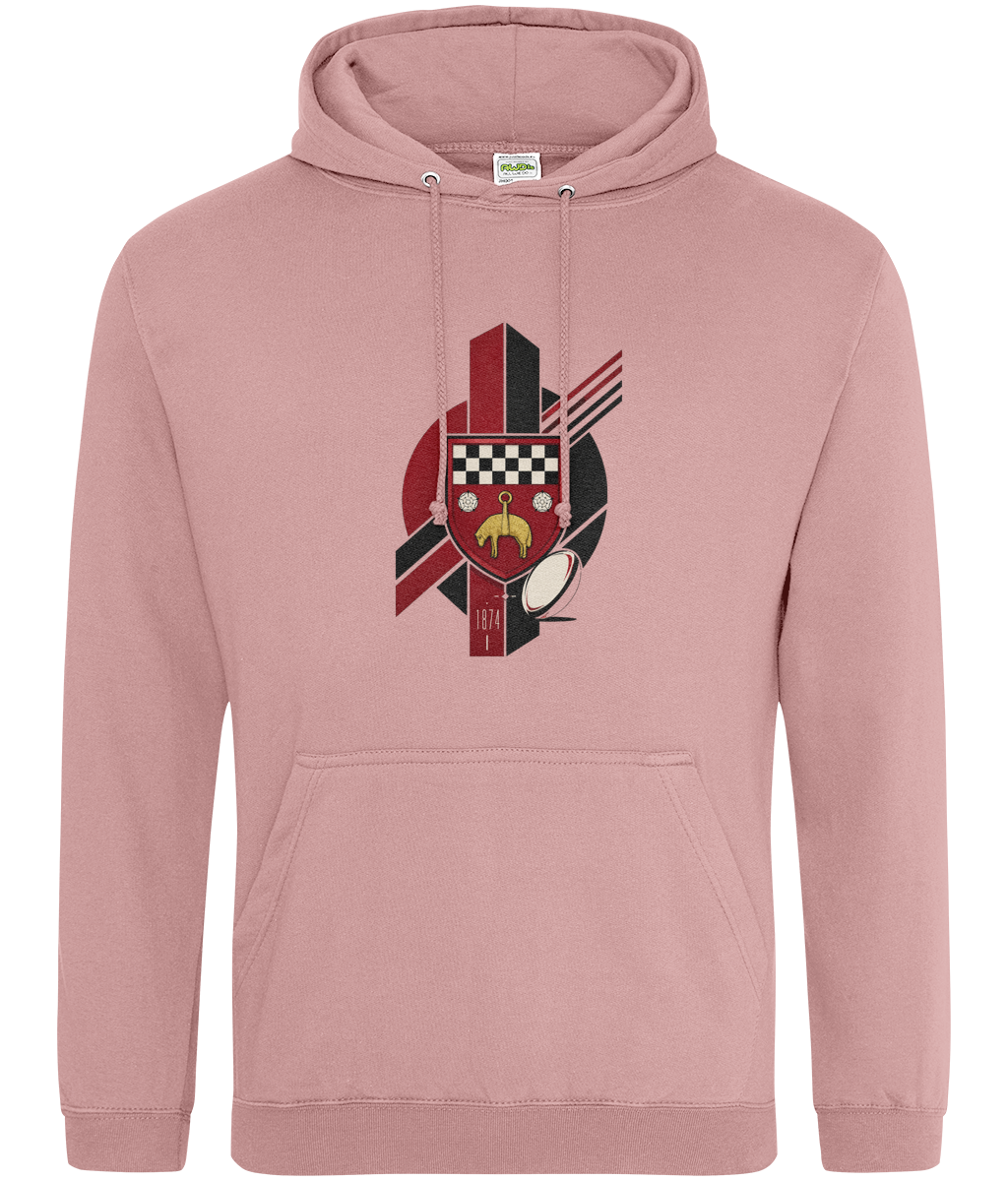 Skipton RFC Minis & Juniors Viking Classic Hoodie, front view showing the club design