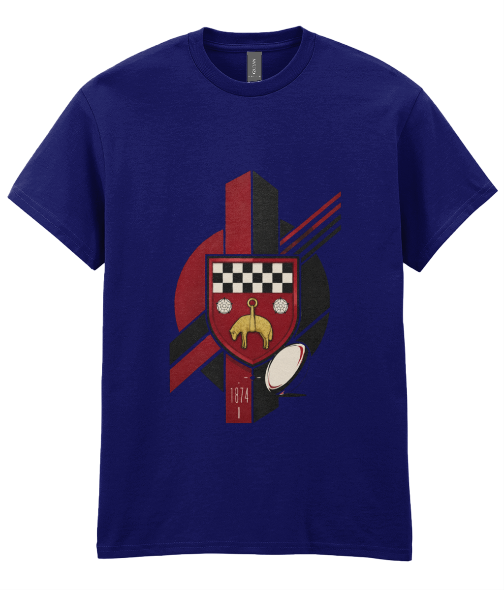 Skipton RFC Minis & Juniors Viking Iconic Adult T Shirt, front view showing the club design