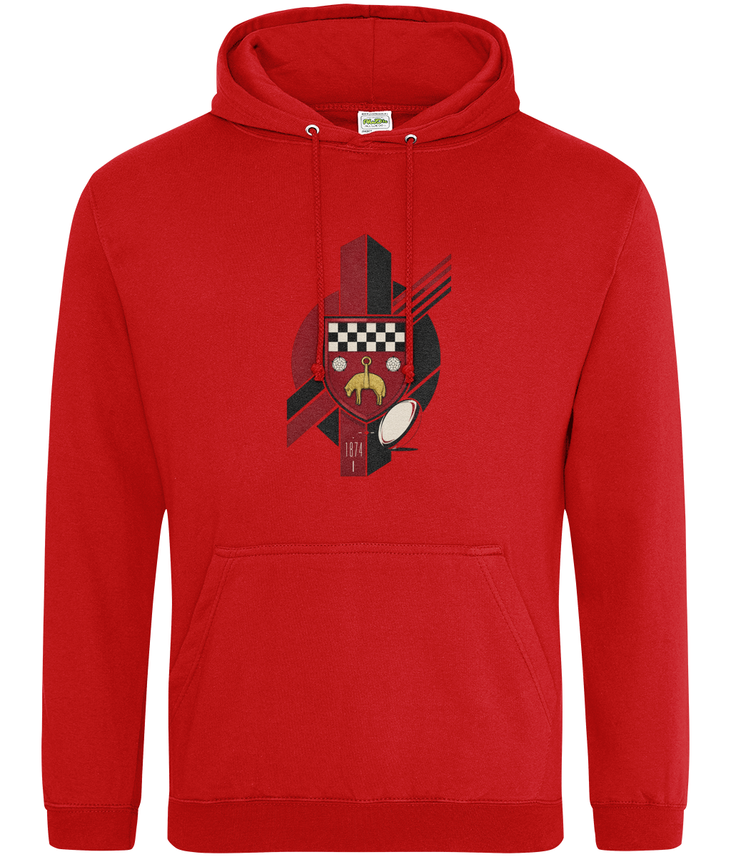 Skipton RFC Minis & Juniors Viking Classic Hoodie, front view showing the club design