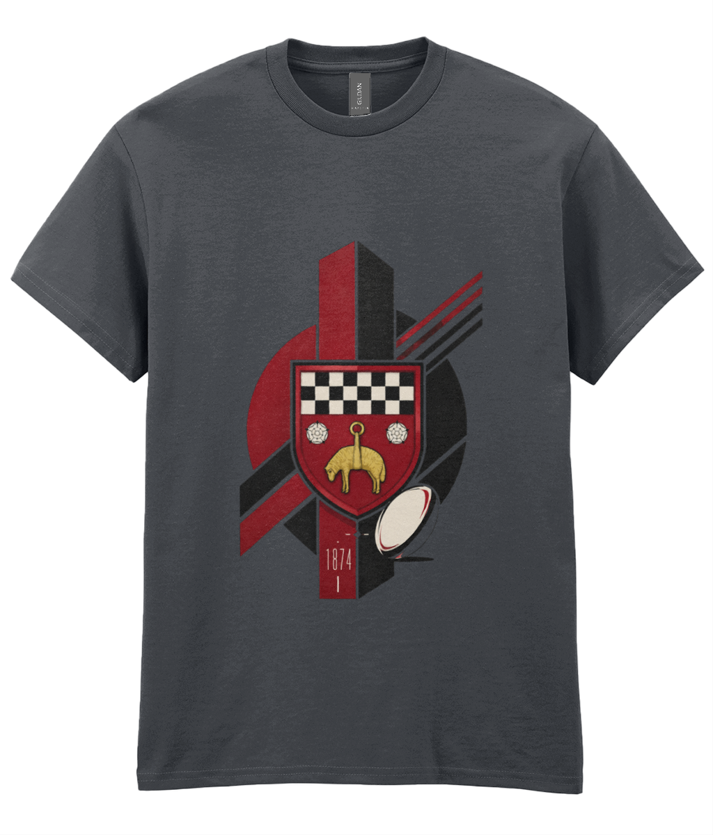 Skipton RFC Minis & Juniors Viking Iconic Adult T Shirt, front view showing the club design