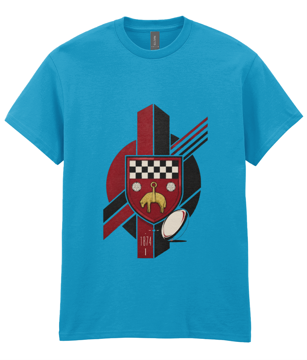 Skipton RFC Minis & Juniors Viking Iconic Adult T Shirt, front view showing the club design