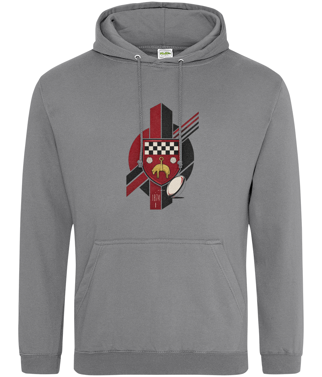 Skipton RFC Minis & Juniors Viking Classic Hoodie, front view showing the club design