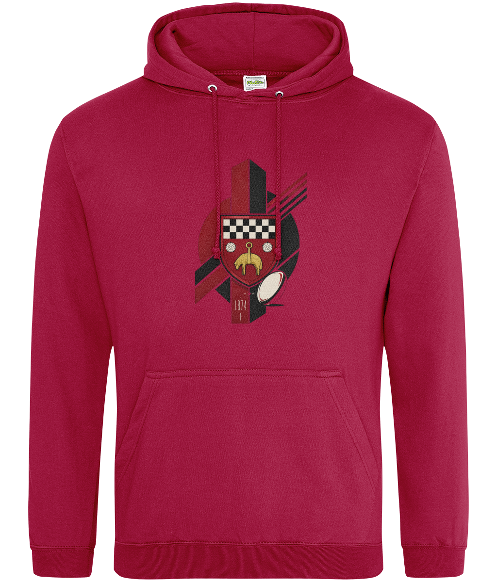 Skipton RFC Minis & Juniors Viking Classic Hoodie, front view showing the club design