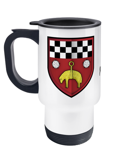 Travel mug with Skipton RFC Minis & Juniors club branding