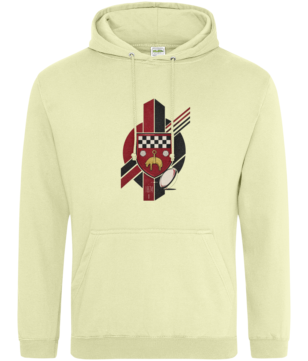 Skipton RFC Minis & Juniors Viking Classic Hoodie, front view showing the club design
