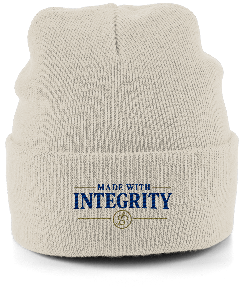 Made With Integrity embroidered cuffed beanie colour option