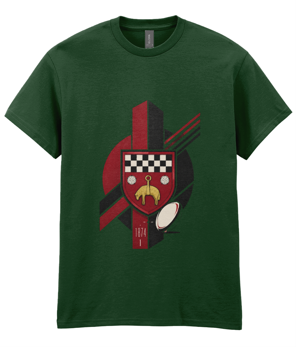 Skipton RFC Minis & Juniors Viking Iconic Adult T Shirt, front view showing the club design