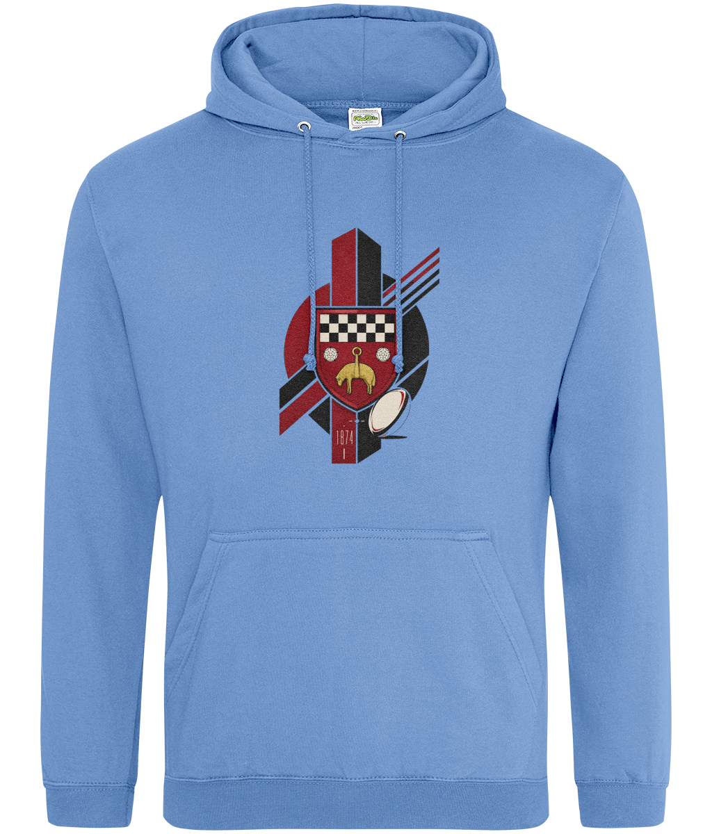 Skipton RFC Minis & Juniors Viking Classic Hoodie, front view showing the club design