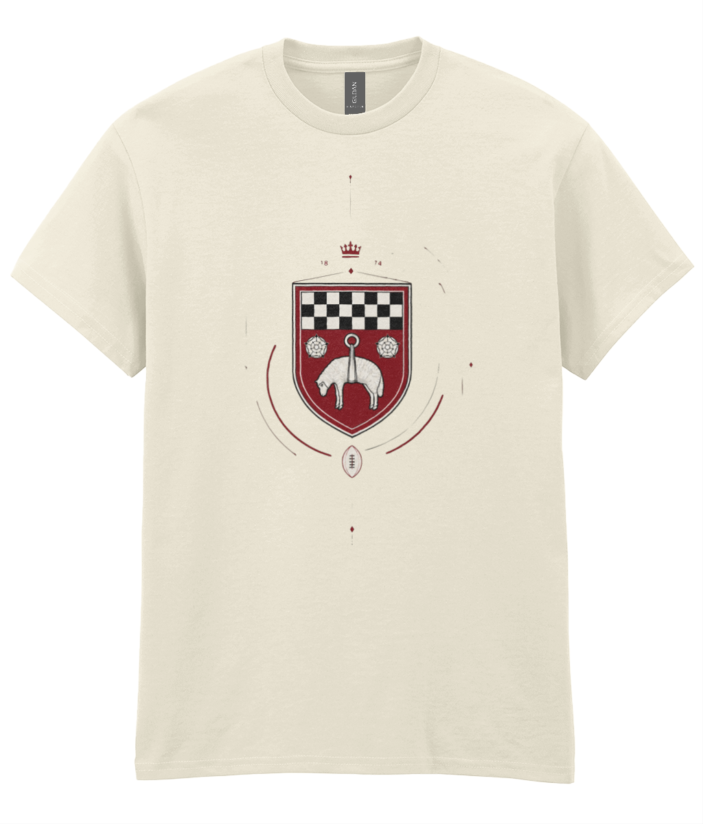 Skipton RFC Minis & Juniors Fine Lines Iconic Adult T Shirt, front view showing the club design