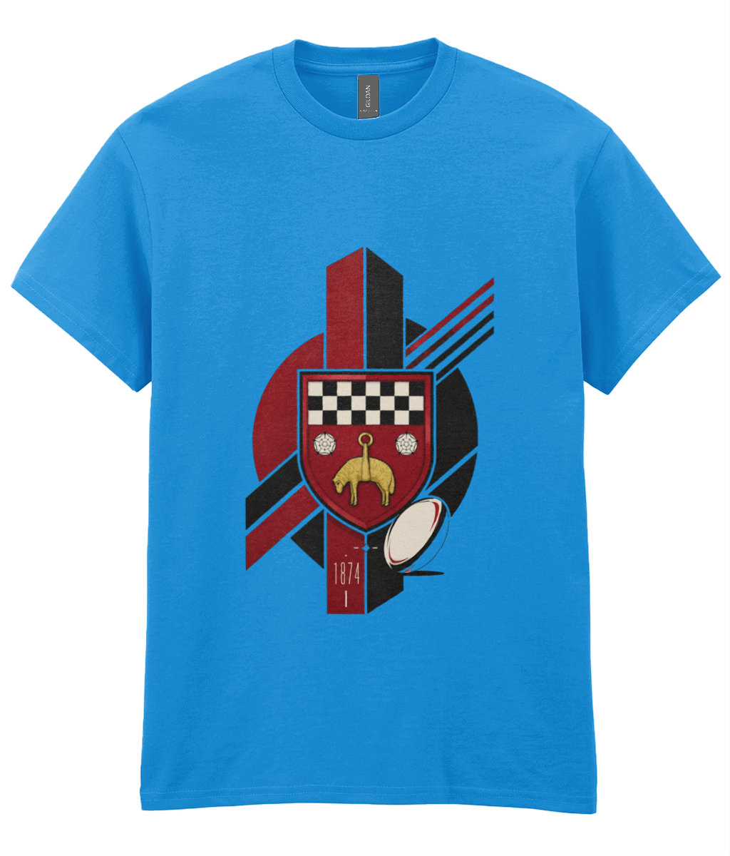 Skipton RFC Minis & Juniors Viking Iconic Adult T Shirt, front view showing the club design