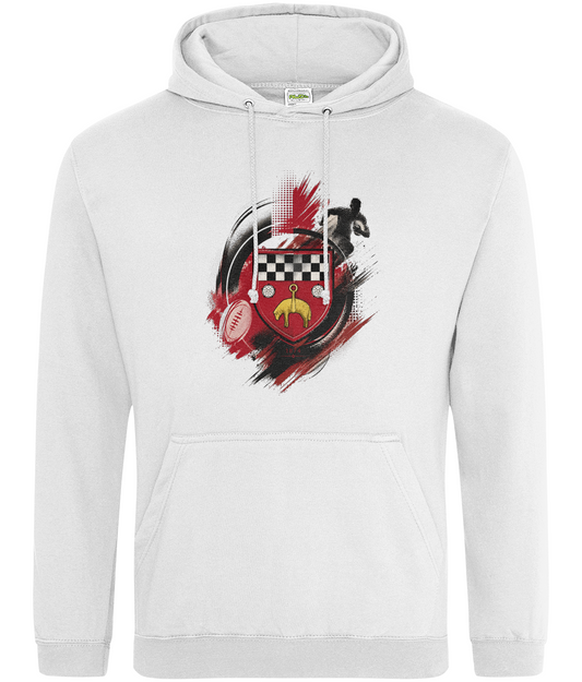 Skipton RFC Minis & Juniors Paint Wash Classic Hoodie, front view showing the club design