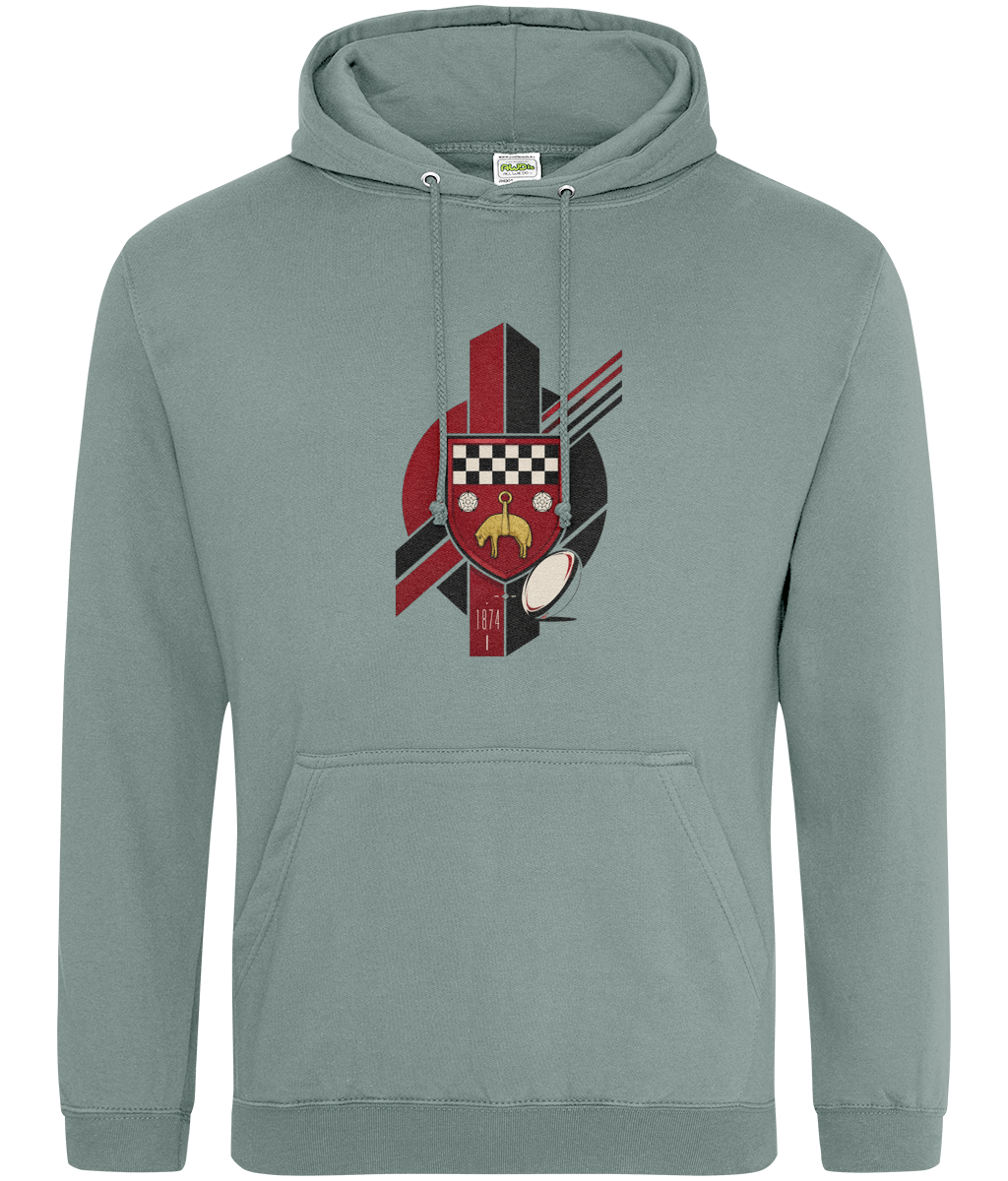 Skipton RFC Minis & Juniors Viking Classic Hoodie, front view showing the club design