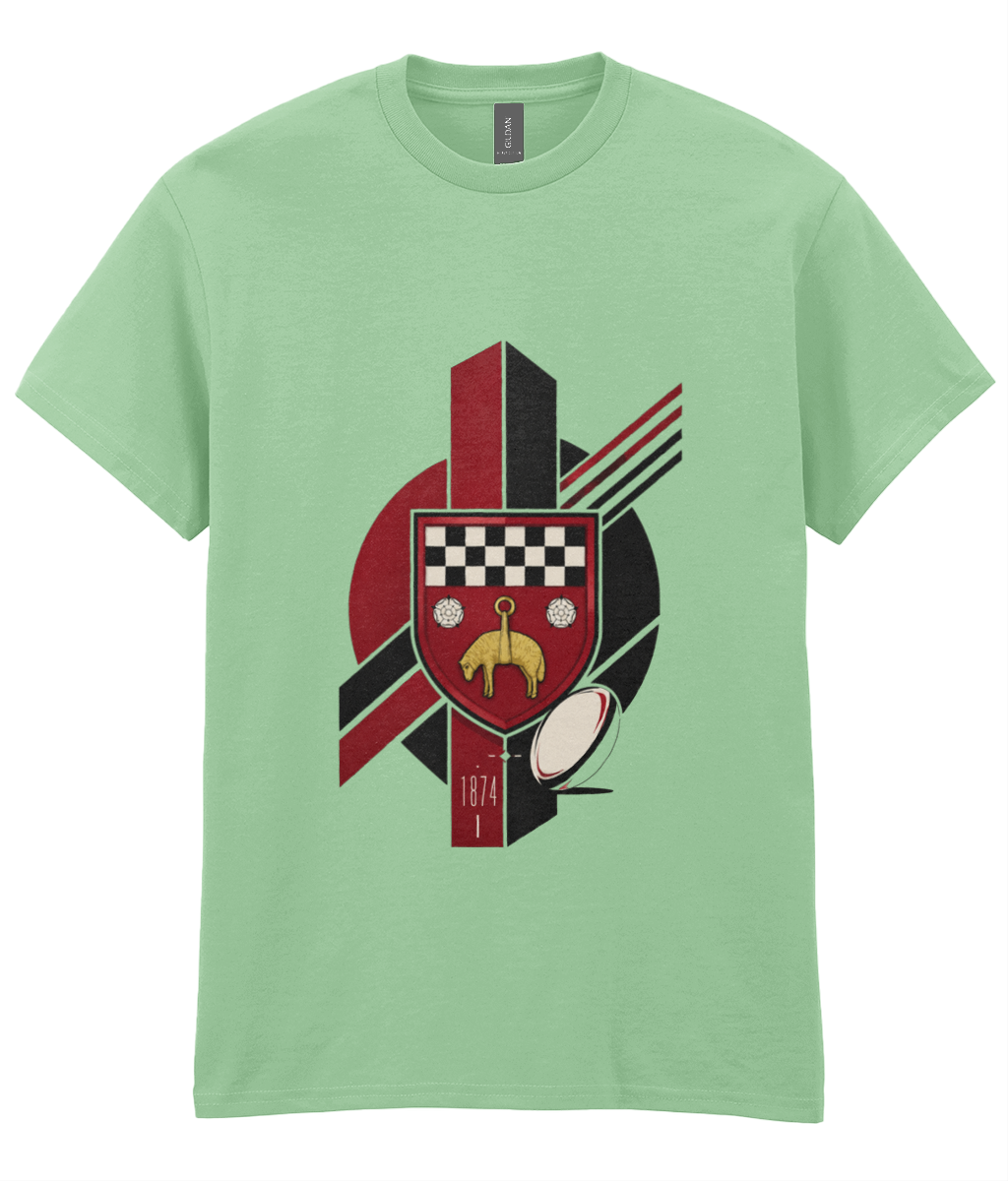 Skipton RFC Minis & Juniors Viking Iconic Adult T Shirt, front view showing the club design