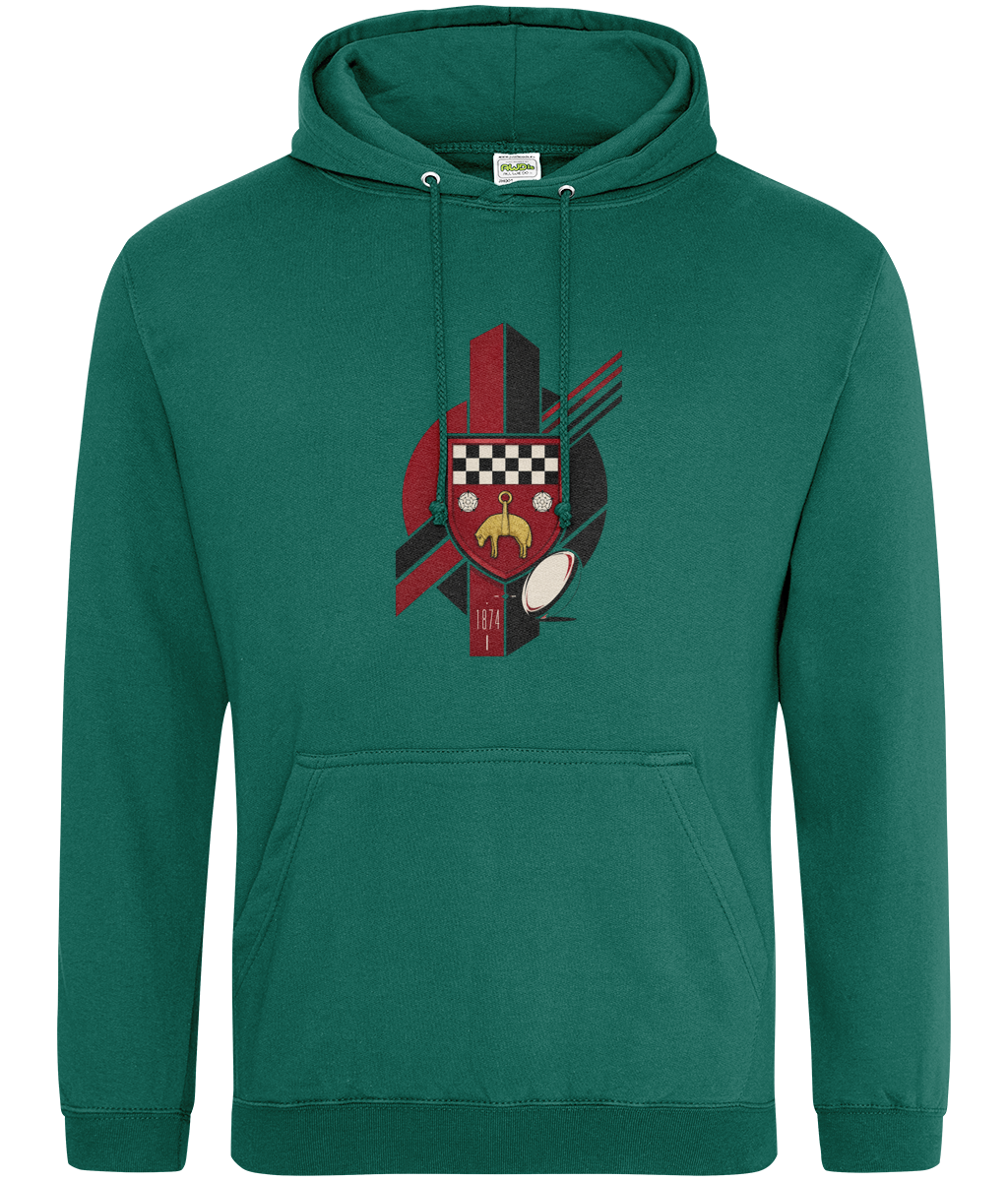 Skipton RFC Minis & Juniors Viking Classic Hoodie, front view showing the club design