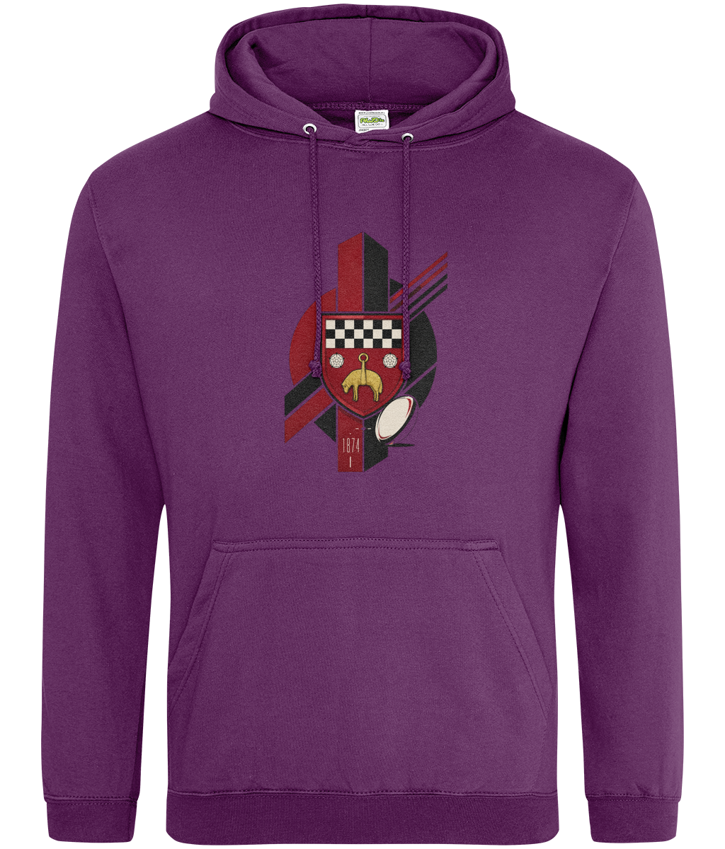 Skipton RFC Minis & Juniors Viking Classic Hoodie, front view showing the club design