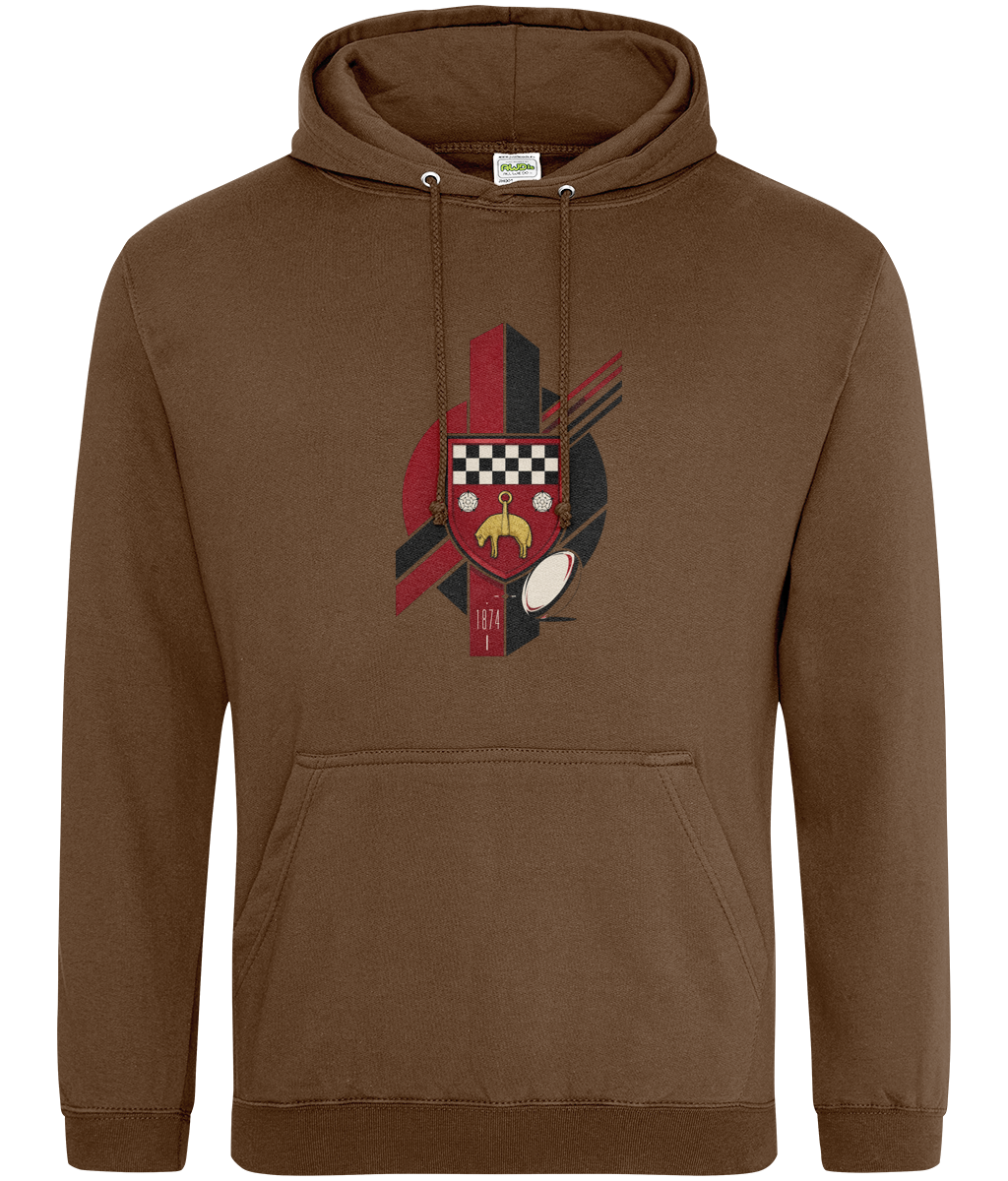 Skipton RFC Minis & Juniors Viking Classic Hoodie, front view showing the club design