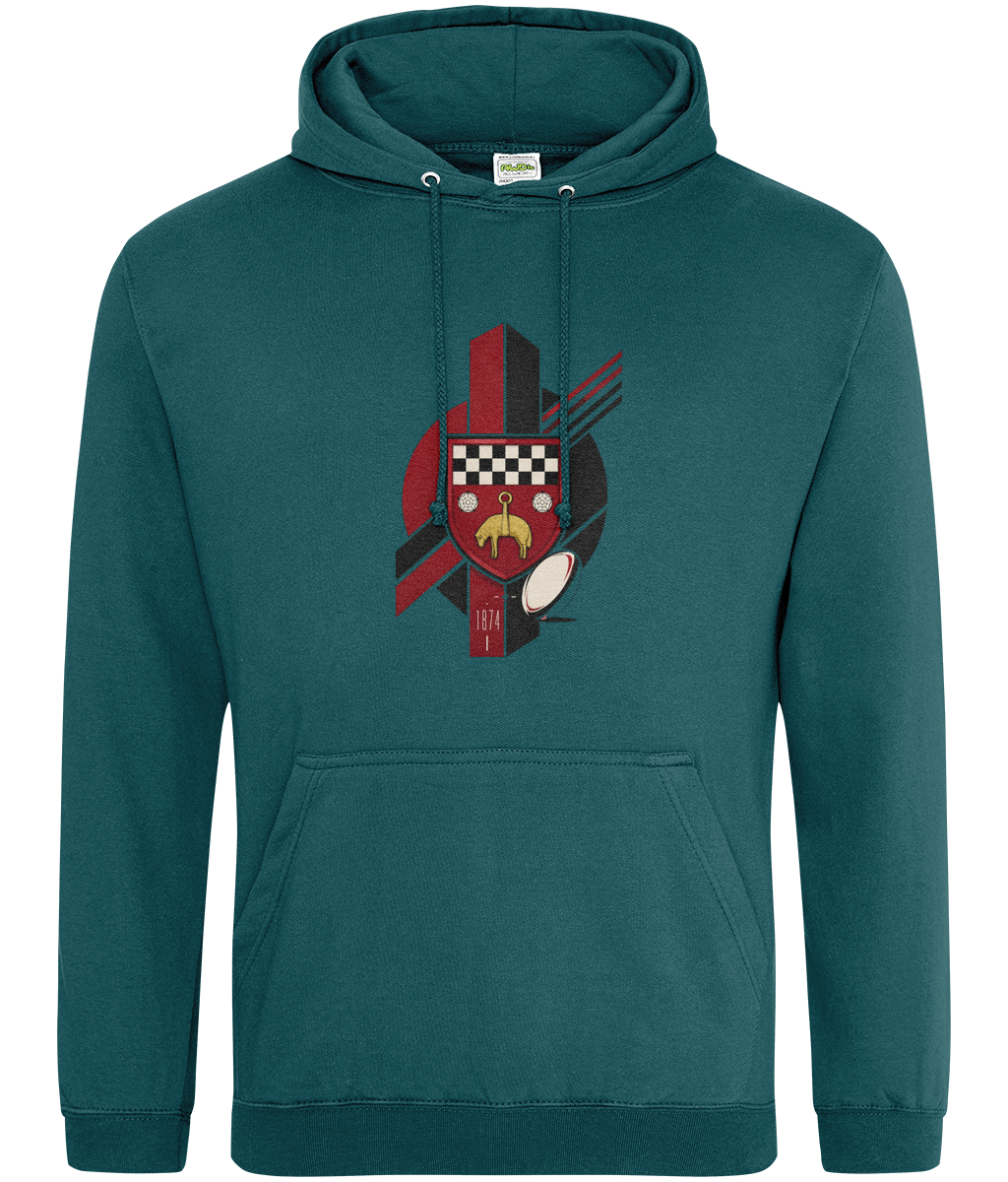 Skipton RFC Minis & Juniors Viking Classic Hoodie, front view showing the club design