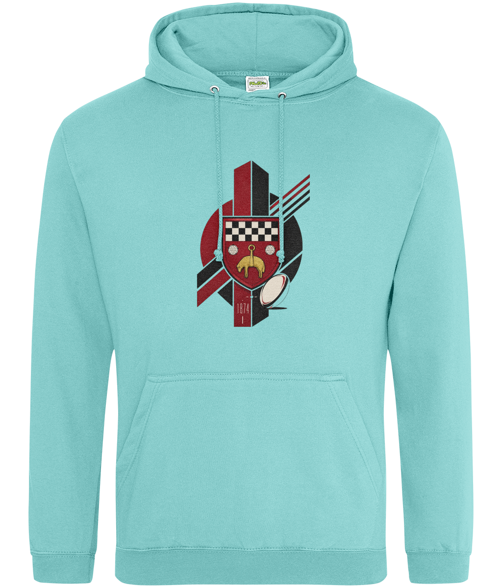Skipton RFC Minis & Juniors Viking Classic Hoodie, front view showing the club design