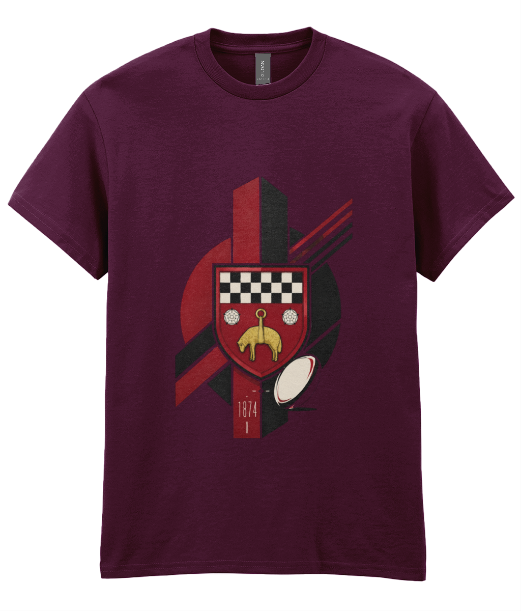 Skipton RFC Minis & Juniors Viking Iconic Adult T Shirt, front view showing the club design