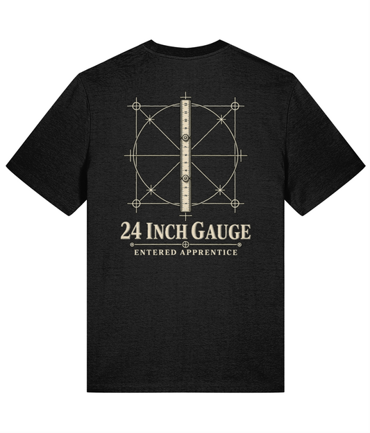 24 Inch Gauge Tools of Integrity T shirt back design featuring the 24 Inch Gauge