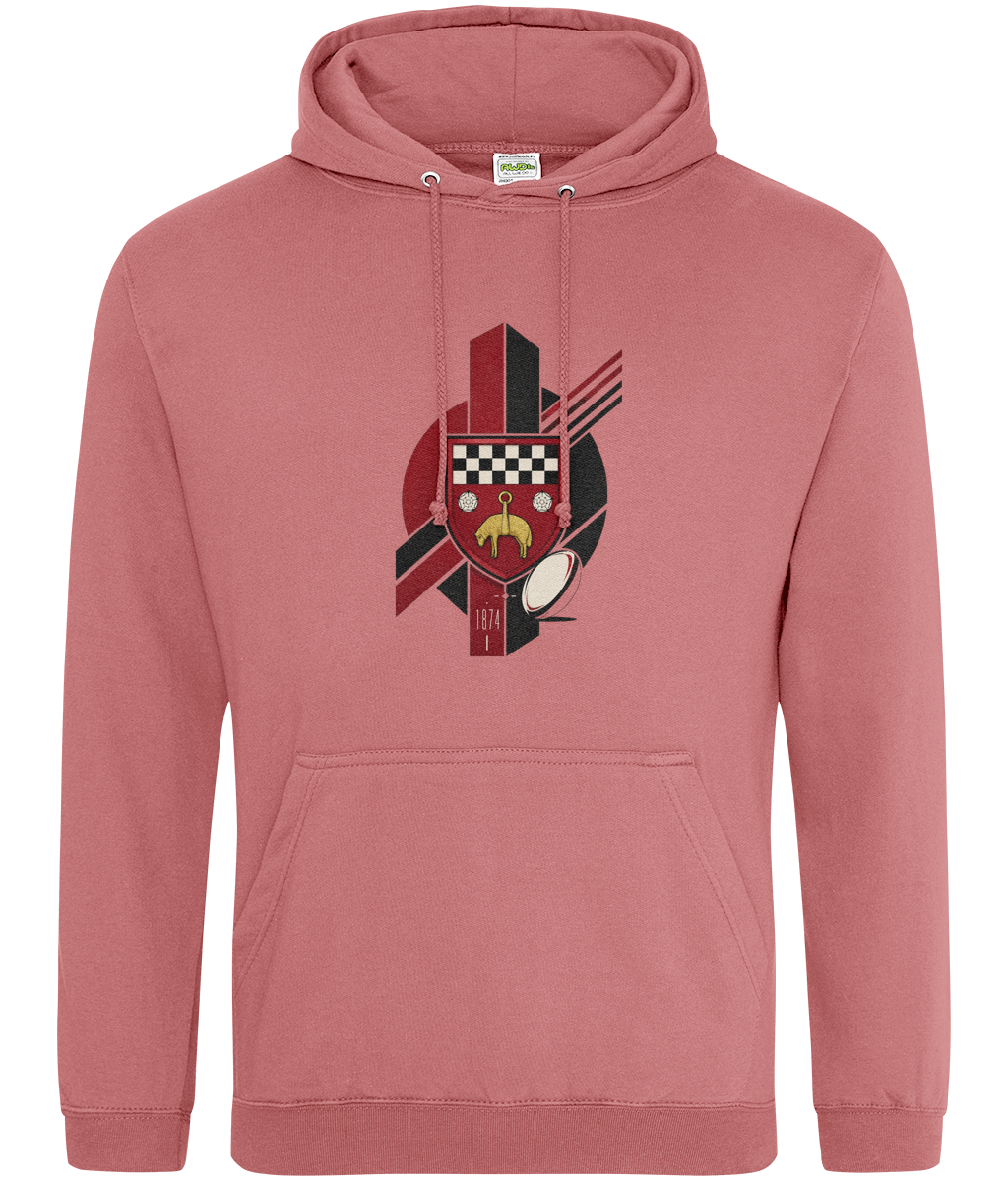 Skipton RFC Minis & Juniors Viking Classic Hoodie, front view showing the club design