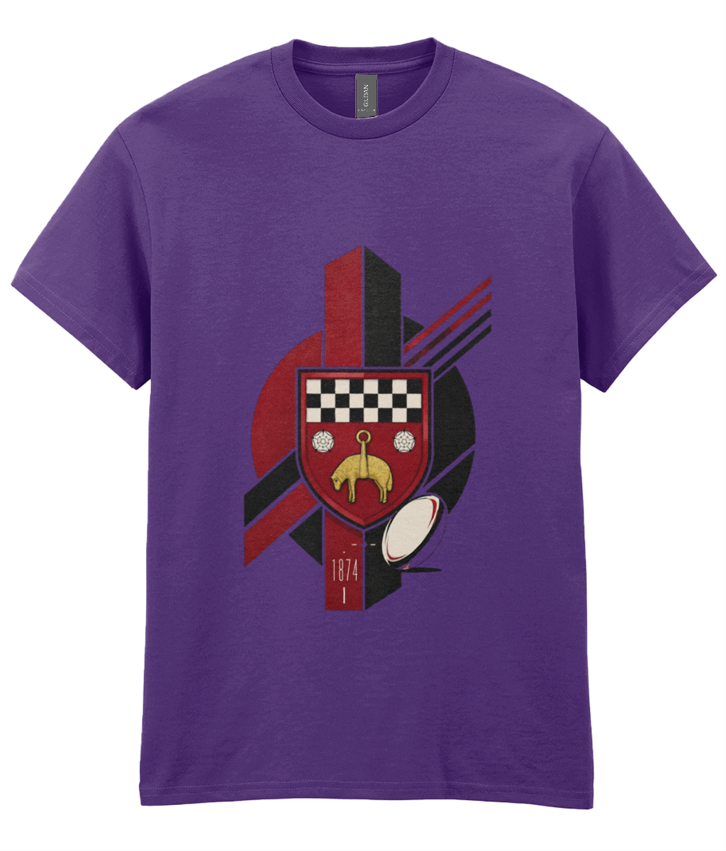 Skipton RFC Minis & Juniors Viking Iconic Adult T Shirt, front view showing the club design