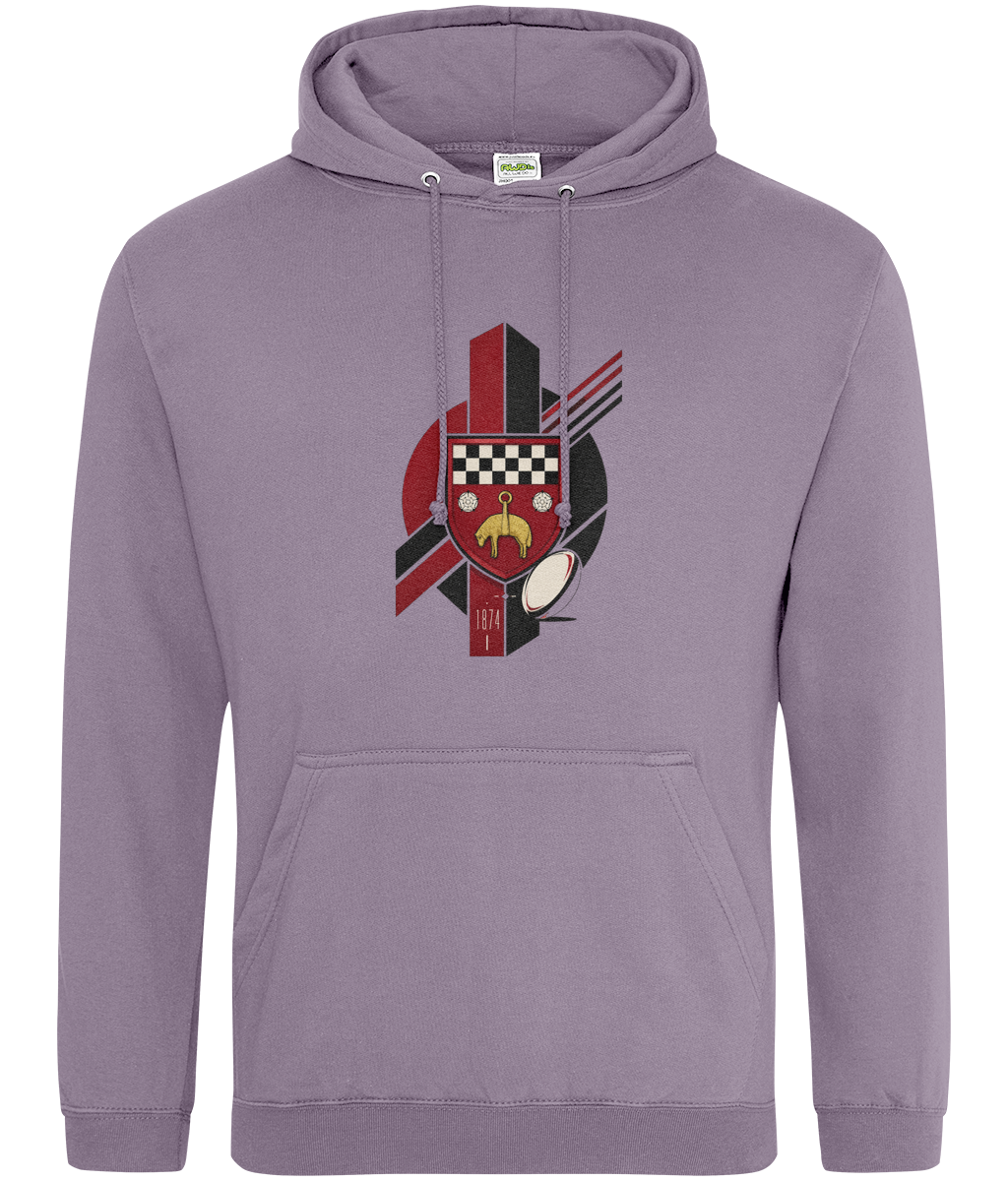 Skipton RFC Minis & Juniors Viking Classic Hoodie, front view showing the club design