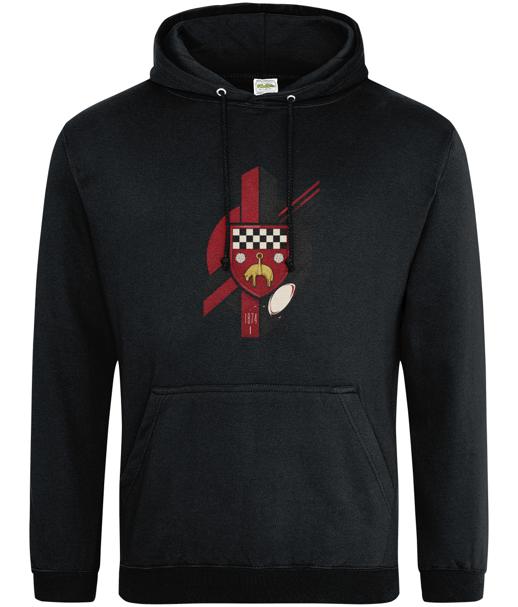 Skipton RFC Minis & Juniors Viking Classic Hoodie, front view showing the club design