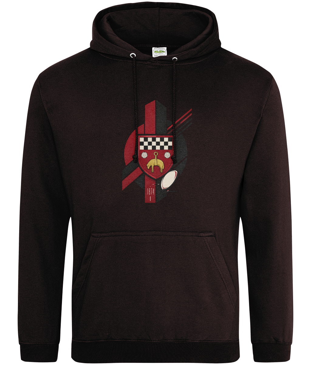 Skipton RFC Minis & Juniors Viking Classic Hoodie, front view showing the club design