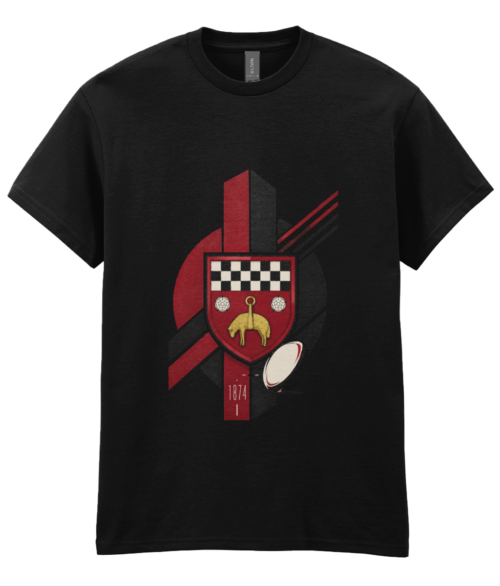 Skipton RFC Minis & Juniors Viking Iconic Adult T Shirt, front view showing the club design